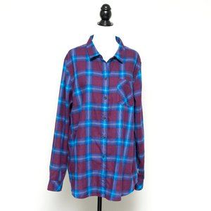 NWOT Eddie Bauer Purple Plaid Button Down XL